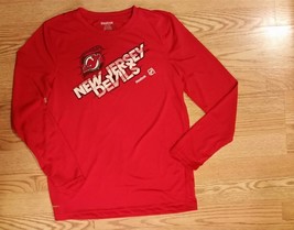 Reebok New Jersey Devils Boys Shirt Long Sleeve Large 14/16 NHL Hockey Red NICE - £8.16 GBP