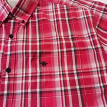 Kings Club Sportswear Men's Red/White Plaid Short Sleeve Button-Down Shirt Sz L image 8