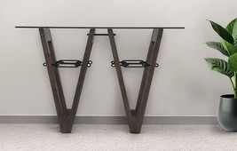 46 Inch Clear and Gray Brown Glass Abstract Console Table - €353,19 EUR