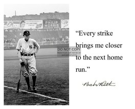Babe Ruth &quot;Every Strike Brings Me Closer To The Next Home Run&quot; Quote 8X10 Photo - £6.65 GBP