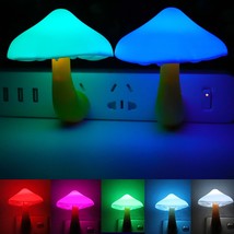 2Pack Led Night Light Plug In Lamp 7-Color Changing Cute Mushroom Light Sensor N - $23.99