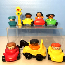 Fisher Price Little People Cars Drivers TowTruck Traffic Cop Stoplight 13 Pc 70s - £30.80 GBP