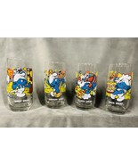 Vintage 1983 SMURF Glasses Set of 4 - Harmony,  Clumsy, Handy &amp; Baker - £16.90 GBP