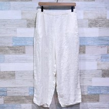 FLAX Jeanne Engelhart Linen Crop Tapered Pants Off White Vintage Womens ... - £70.18 GBP