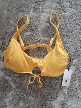 Shade &amp; Shore Women&#39;s Yellow Ribbed Keyhole Front Bikini Swim Top Size M (8-10) - £14.08 GBP