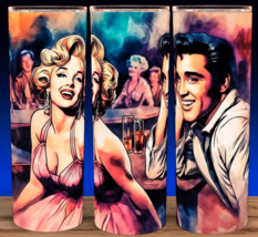 Elvis Presley &amp; Marilyn Monroe Watercolor Cup Mug Tumbler 20oz - £15.78 GBP