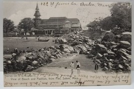 Salem Mass View of Beach and Pavilion from Pier 1908 to Ridgway PA Postcard AA2 - $7.95