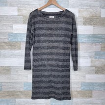 Lou &amp; Grey Blouson Sweater Dress Gray Striped Long Sleeve Casual Womens XS - £23.70 GBP