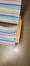 Vintage Rainbow Fabric Pride Aluminum Beach Chair Folding Wood Arm Rest As Is - £16.02 GBP