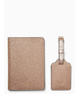 Kate Spade Travel Matching Set Glitter Rose Gold Passport Case Luggage T... - $134.02 CAD
