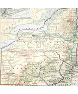 1916 Map Middle Atlantic States Physical Political New York Pennsylvania... - $29.99