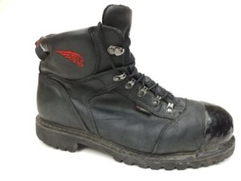 Red Wing 971 Truwelt Vibram 6&quot; Boots Black Leather Steel Toe Men&#39;s 11.5 EE - £51.18 GBP