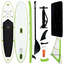 vidaXL Inflatable Stand Up Paddleboard with Sail Set Green and White - $26,178.34 MXN