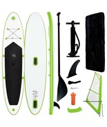 vidaXL Inflatable Stand Up Paddleboard with Sail Set Green and White - $26,070.42 MXN