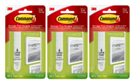 Command Large Picture Hanging Strips, White, Damage Free Hanging, 6 Pairs 3 Pack - £13.24 GBP