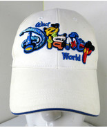Walt Disney World White Strapback Hat Embroidered Chunky Logo Mikey Stit... - £11.79 GBP