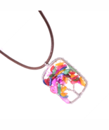 Colorful Agate Chips Artisan Pendant Tree of Life  Necklace Leather Cord... - €11,30 EUR