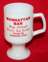 Vintage MANHATTAN BAR Leadville Colorado Milk Glass Irish Coffee Mug Hot... - £27.28 GBP
