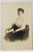 RPPC Victorian Woman Seated For Portrait Dubuque Iowa Postcard C6 - £5.44 GBP