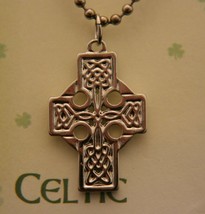New, Made in USA,  beautifully detailed pewter Celtic cross necklace - £11.65 GBP