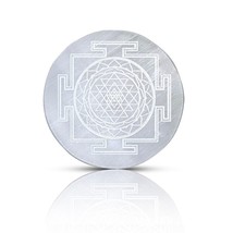 Selenite Charging Plate Engraved Shree Yantra Symbol for Home Decor Healing - $16.71