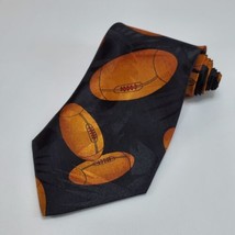 Renaissance Men&#39;s Football Tie Black With Footballs Sports Necktie  - £13.23 GBP