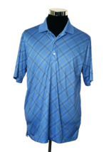 Greg Norman Polo Shirt Men&#39;s Size Medium Golf Play Dry Blue Argyle  Acti... - £9.49 GBP