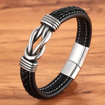 Fashion Irregular Graphic Accessories Men&#39;s Leather Bracelet Stainless Steel Com - £13.74 GBP