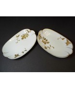 Set of 2 vintage china white &amp; gold pin dishes 5x3 - £7.86 GBP