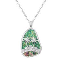 Tropical Theme Abalone Pendant Necklace Silver - $14.19