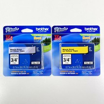 Brother P-Touch 3/4&quot; TZE-141 Black Print Clear Tape &amp; TZE-641 Yellow Tap... - $24.74