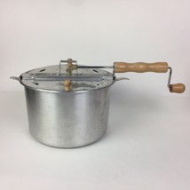 Whirley Pop Stove Top Popcorn Popper Aluminum Wooden Hand Crank/Handle Used - £19.78 GBP