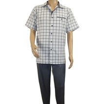 Men 2pc Walking Leisure Suit Short Sleeves By DREAMS Checker 283-10 Gray - $115.00