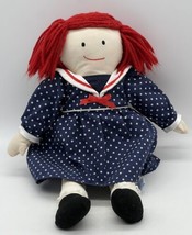 Eden Madeline Doll Sailor Dress Blue Polka Dots Yarn Hair Stuffed Toy 12 inch - £14.86 GBP