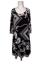 White House Black Market Slinky Sheath Dress Size S Floral Black White C... - $22.79