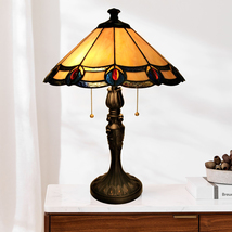 Fine Art Lighting Tiffany Style Table Lamp 221 Glass Cuts Stained Glass  - $188.99