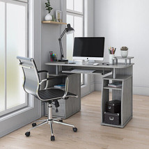 Complete Computer Workstation Desk With Storage, Grey - £233.00 GBP