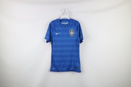 Nike Authentic Mens Small Vented 2014 Brazil Brasil Soccer Jersey Blue Futbol - £47.58 GBP