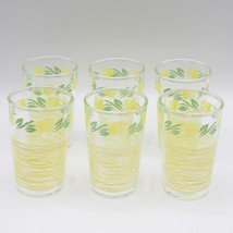 Lot of 6 MCM Anchor Hocking Yellow Rose &amp; Weave Juice Glass Tumblers - £31.60 GBP