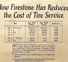 1922 Firestone Tires Services XL Advertisement Automobilia Ephemera 14 x... - $19.99