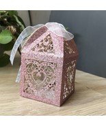 100pcs Glitter Pink Heart Laser Cut Wedding gift Boxes,Candy Chocolate G... - $59.00