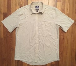 Stafford Brown Beige Wheat Regular Fit Short Sleeve Dress Shirt 17.5 1/2 - £19.58 GBP