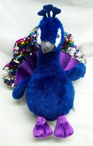 Aurora Soft Colorful Peacock With Flip Sequins 9&quot; Plush Stuffed Animal Toy - £15.82 GBP