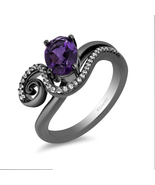 Enchanted Disney Fine Jewelry Black Rhodium Diamond and Amethyst Ursula ... - £56.70 GBP