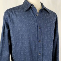 J. Campbell Los Angeles Mens Large Long Sleeve Shirt Paisley Stripe Blue... - £10.21 GBP