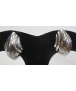 Vtg Sterling Silver 925  Puffy Modernist Clip on Earrings Signed? - £23.53 GBP