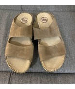 FitFlop Women’s 8 Lolla Slide Sandals Platform Espadrille Tan Suede Flip Flops - $74.25