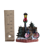 Christmas Village Lamp Light Post Bicycle Pine Tree Stone Wall Figurine ... - £7.50 GBP