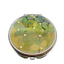 Vintage Double Compact Purse Mirror Regular Magnified Floral Design 3&quot; - £8.10 GBP