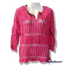 Airport Crochet Sweater Cover up sz L - £16.41 GBP
